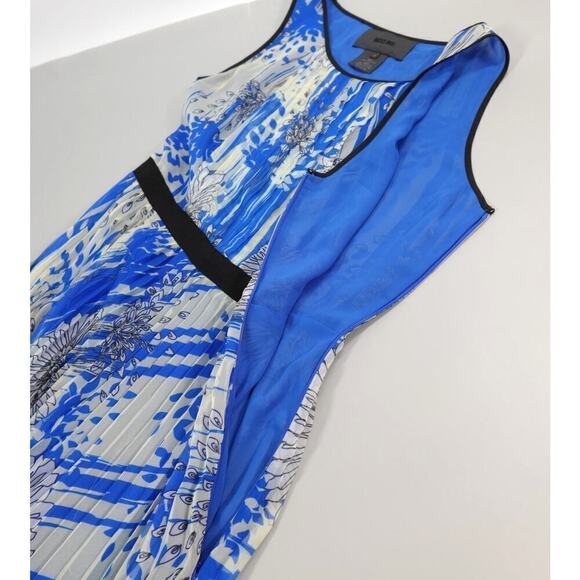 Miss Wu Sheer Dress Womens 4 Blue Floral Pleated Wedding Party Flowy Fairy - Picture 14 of 16